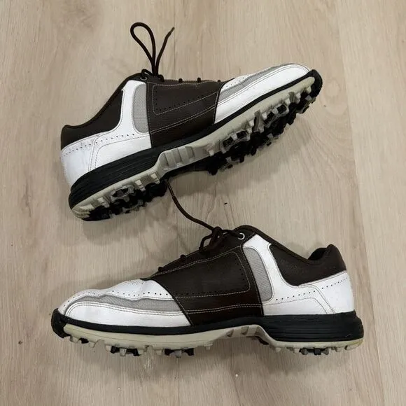 Nike Air Tour Saddle Golf Shoes Power Channel Rubber Cleats Brown‎ White Men 9.5
