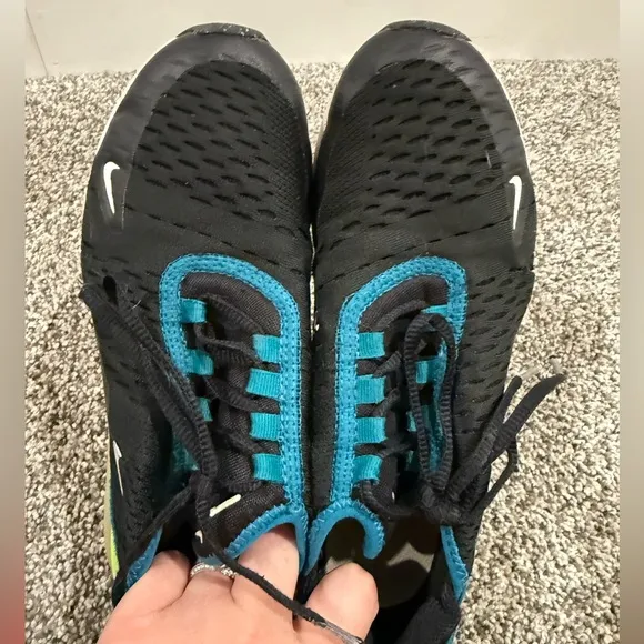 Nike airmax 270 black spruce volt colorway, youth size 5