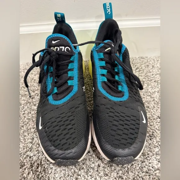 Nike airmax 270 black spruce volt colorway, youth size 5