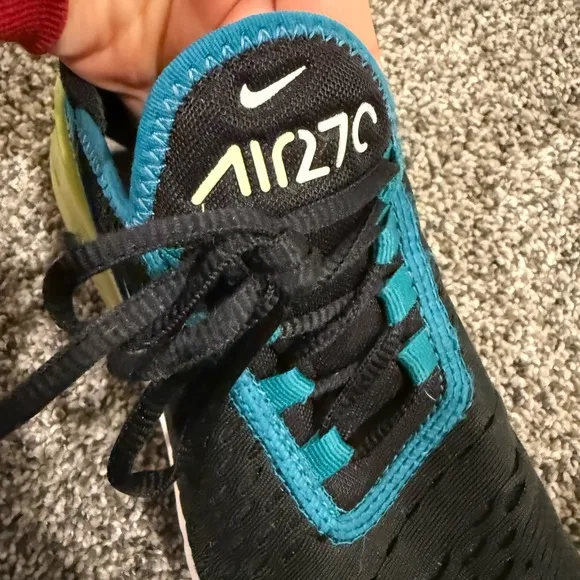 Nike airmax 270 black spruce volt colorway, youth size 5