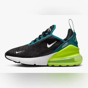 Nike airmax 270 black spruce volt colorway, youth size 5