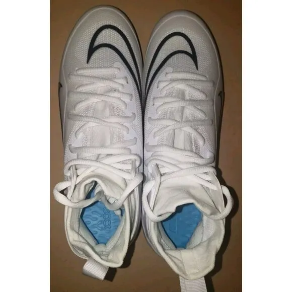NIKE ALPHA HUARACHE 8 ELITE LACROSSE FOOTBALL WHITE/BLUE MEN'S Sizes NEW