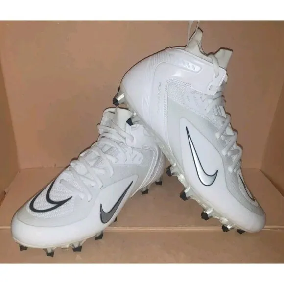 NIKE ALPHA HUARACHE 8 ELITE LACROSSE FOOTBALL WHITE/BLUE MEN'S Sizes NEW