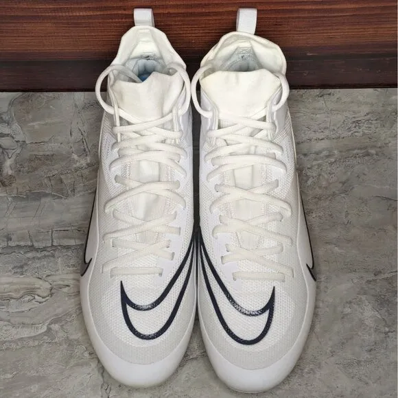 Nike Alpha Huarache 8 Elite Lax Men's 11.5 White Navy Lacrosse shoes CW4447-101
