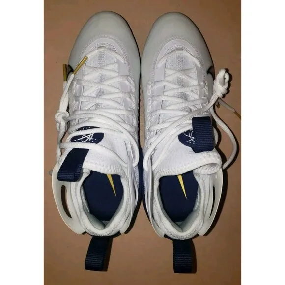 NIKE ALPHA HUARACHE 9 ELITE LACROSSE FOOTBALL WHITE/BLUE MEN'S Size 7.5 NEW