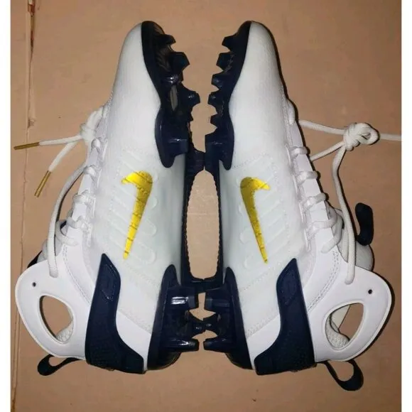 NIKE ALPHA HUARACHE 9 ELITE LACROSSE FOOTBALL WHITE/BLUE MEN'S Size 7.5 NEW