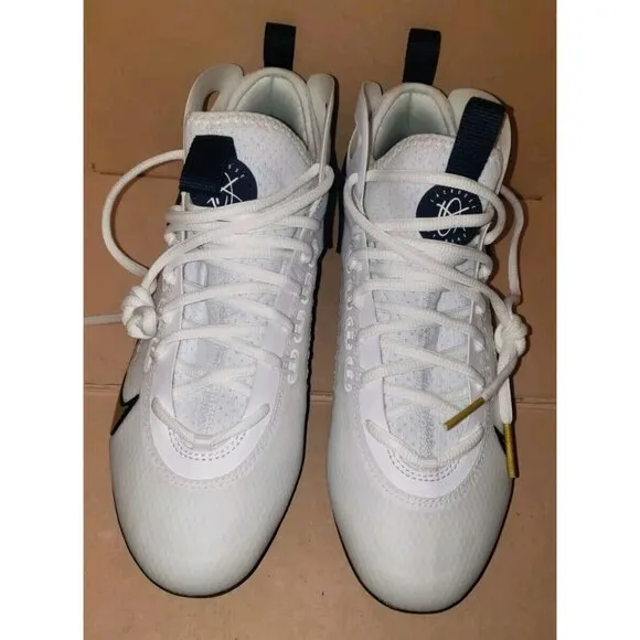 NIKE ALPHA HUARACHE 9 ELITE LACROSSE FOOTBALL WHITE/BLUE MEN'S Size 7.5 NEW