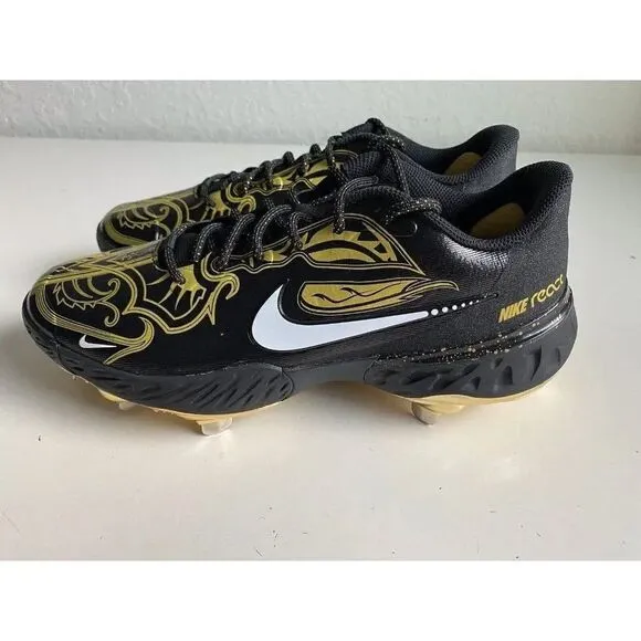 Nike Alpha Huarache Elite 3 Low Black Gold Men’s Size 7 Baseball Cleats NEW