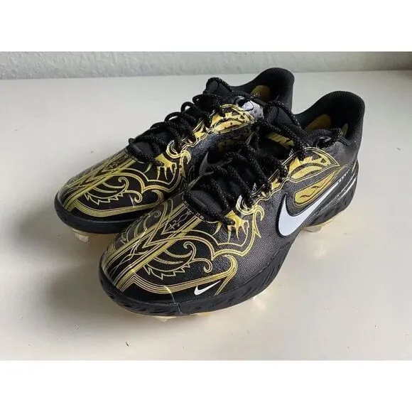 Nike Alpha Huarache Elite 3 Low Black Gold Men’s Size 7 Baseball Cleats NEW