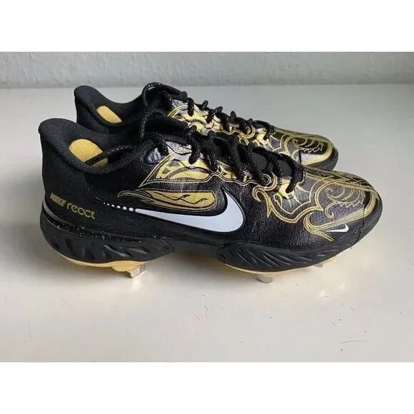 Nike Alpha Huarache Elite 3 Low Black Gold Men’s Size 7 Baseball Cleats NEW