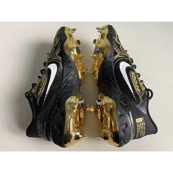 Nike Alpha Huarache Elite 3 Low Black Gold Men’s Size 7 Baseball Cleats NEW