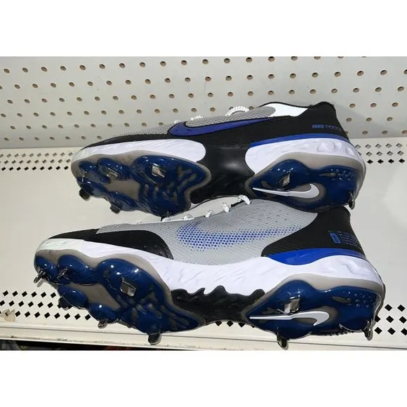 Nike Alpha Huarache Elite 3 Low Mens Metal Baseball Cleats Size 15 Gray Blue