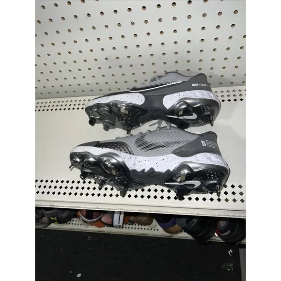 Nike Alpha Huarache Elite 3 Low Mens Metal Baseball Cleats Size 7.5 Gray White