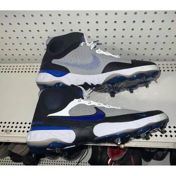 Nike Alpha Huarache Elite 3 Mid Mens Metal Baseball Cleats Size 15 Gray Blue