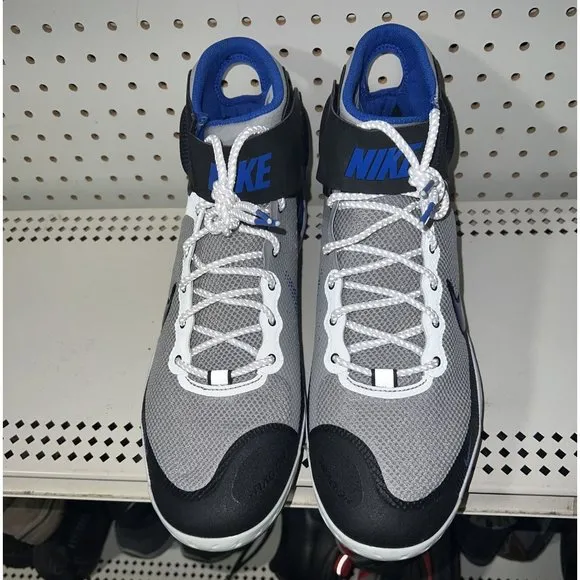 Nike Alpha Huarache Elite 3 Mid Mens Metal Baseball Cleats Size 15 Gray Blue