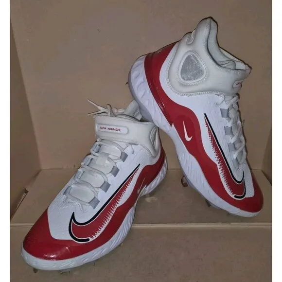 Nike Alpha Huarache Elite 4 Baseball Cleats White/Red Men's Size 9 NEW