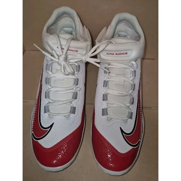 Nike Alpha Huarache Elite 4 Baseball Cleats White/Red Men's Size 9 NEW