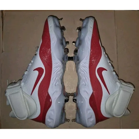 Nike Alpha Huarache Elite 4 Baseball Cleats White/Red Men's Size 9 NEW