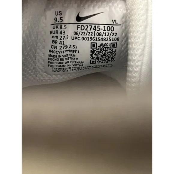Nike Alpha Huarache Elite 4 Low FD2745-100 White Baseball Cleats Men's size 9.5