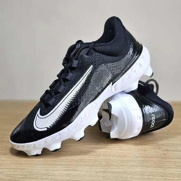 Nike Alpha Huarache Elite 4 Low MCS Baseball Cleats Shoes Black White Size 12