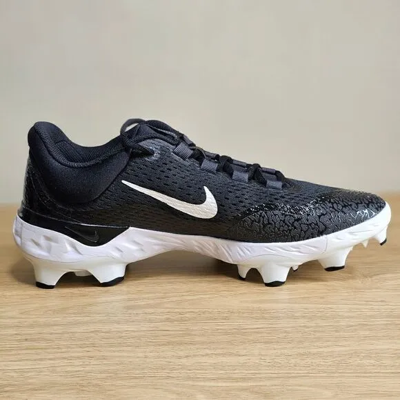 Nike Alpha Huarache Elite 4 Low MCS Baseball Cleats Shoes Black White Size 12