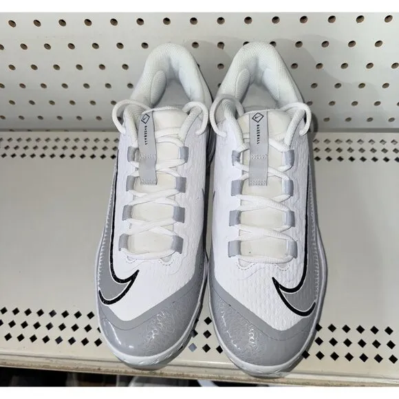 Nike Alpha Huarache Elite 4 Low Mens Metal Baseball Cleats Size 9 White Gray