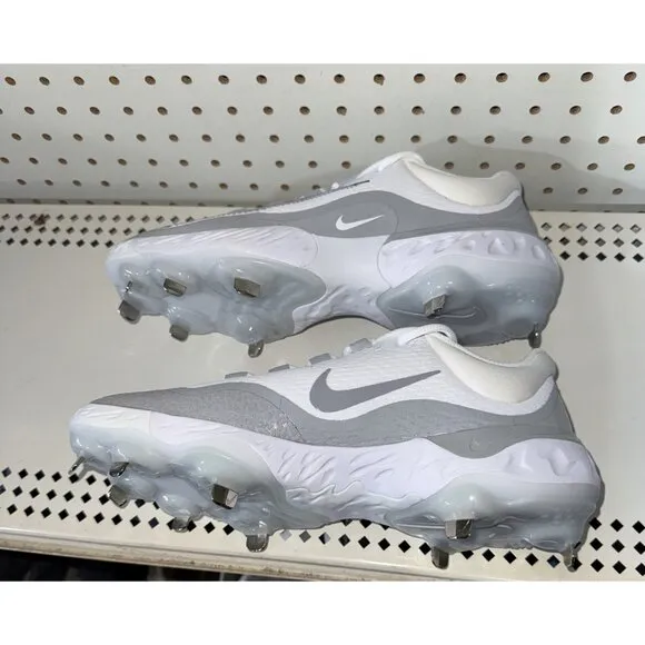 Nike Alpha Huarache Elite 4 Low Mens Metal Baseball Cleats Size 9 White Gray