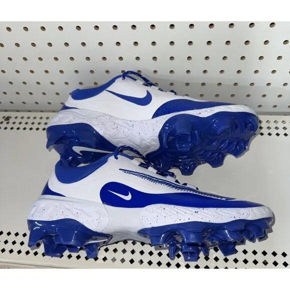 Nike Alpha Huarache Elite 4 MCS Mens Molded Baseball Cleats Size 10 White Blue