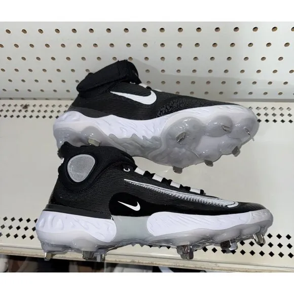 Nike Alpha Huarache Elite 4 Mid Mens Metal Baseball Cleats Size 8.5 Black White