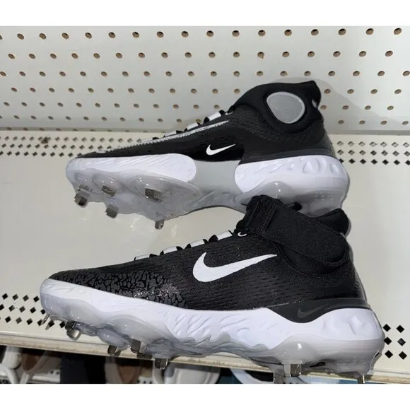 Nike Alpha Huarache Elite 4 Mid Mens Metal Baseball Cleats Size 8.5 Black White