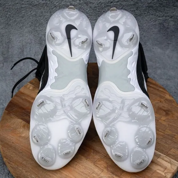 Nike Alpha Huarache Elite 4 Mid Metal Baseball Cleats Black | White Sz 14