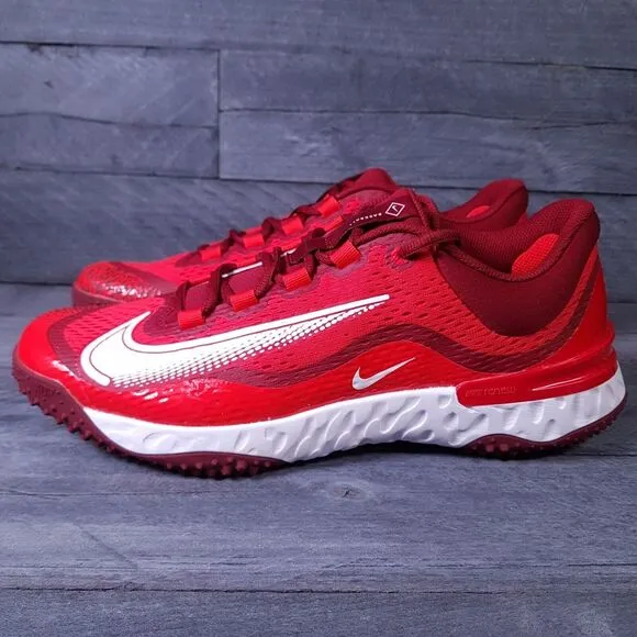 NIKE Alpha Huarache Elite 4 Turf Baseball Shoes Mens 13 Red White Cleats