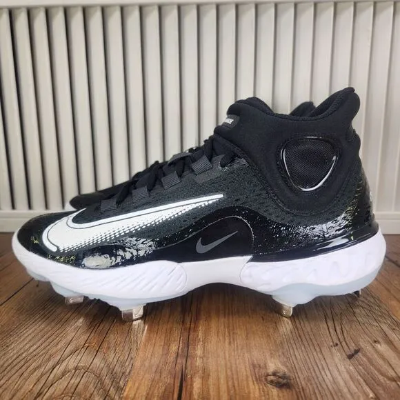 Nike Alpha Huarache Elite 4 Mid DJ6520-001 Mens Sz 8 Black Metal Baseball Cleats