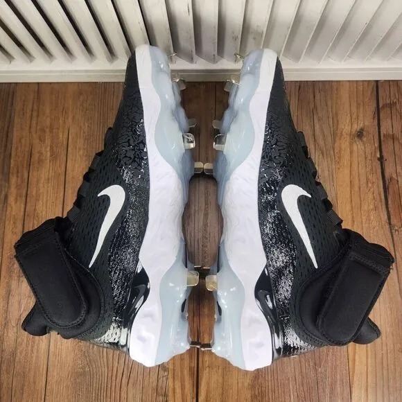 Nike Alpha Huarache Elite 4 Mid DJ6520-001 Mens Sz 8 Black Metal Baseball Cleats
