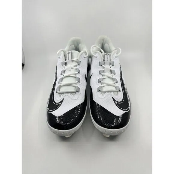 Nike Alpha Huarache Elite 4 Low White Black Baseball Cleats FD2745-101 Size 12
