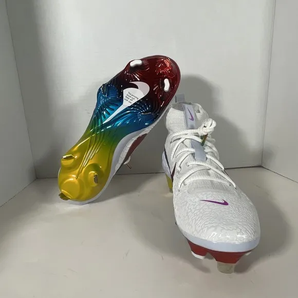 Nike Alpha Huarache NXT Baseball Cleats &quot;Rainbow&quot; Cleats Metal DJ6517-106 Sz 7