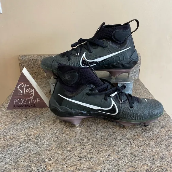Nike Alpha‎ Huarache NXT Black/Gray Metal Baseball Cleats Size 8.5 (b20)