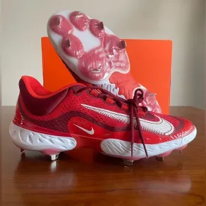 Nike Alpha Huarache React Elite 4 (DJ6521-616) Red Baseball Cleats Mens