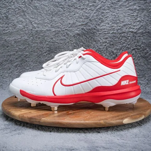 Nike Alpha Huarache Varsity 4 Low Men's 13 Baseball Cleats White Red DJ6516-104