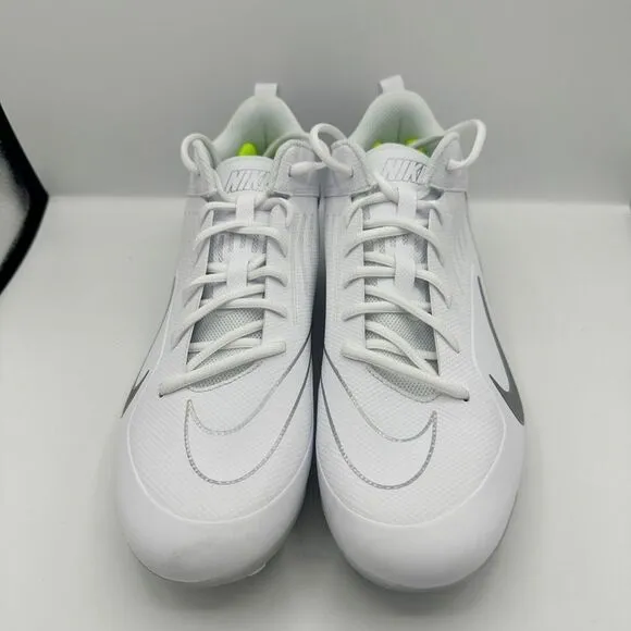 Nike Alpha Huarache 8 Varsity Lacrosse Cleats CZ6558-100 White/Silver Size 12.5