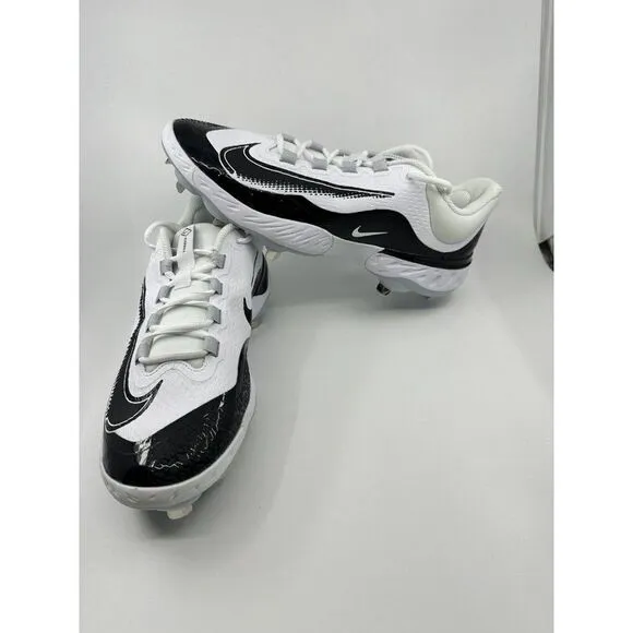 Nike Alpha Huarache Elite 4 Low White Black Baseball Cleats FD2745-101 Size 12