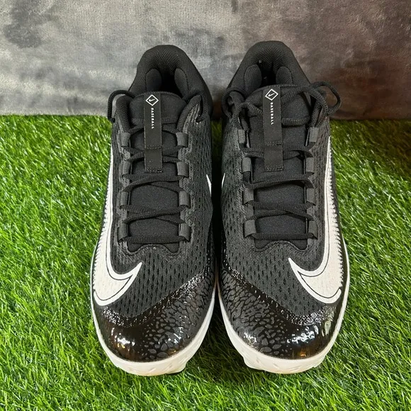 Nike Alpha Hurache Elite 4 Low MCS Baseball Cleats Molded Black White Mens 13