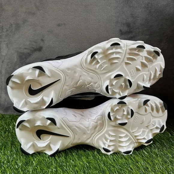 Nike Alpha Hurache Elite 4 Low MCS Baseball Cleats Molded Black White Mens 13