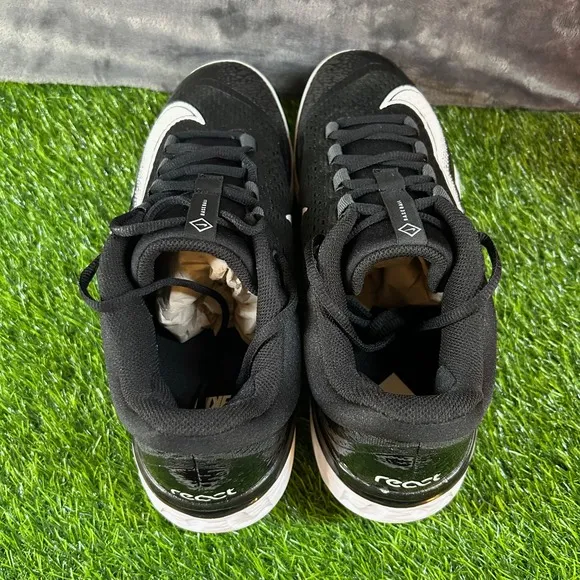 Nike Alpha Hurache Elite 4 Low MCS Baseball Cleats Molded Black White Mens 13