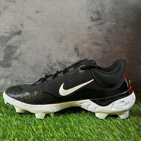 Nike Alpha Hurache Elite 4 Low MCS Baseball Cleats Molded Black White Mens 13