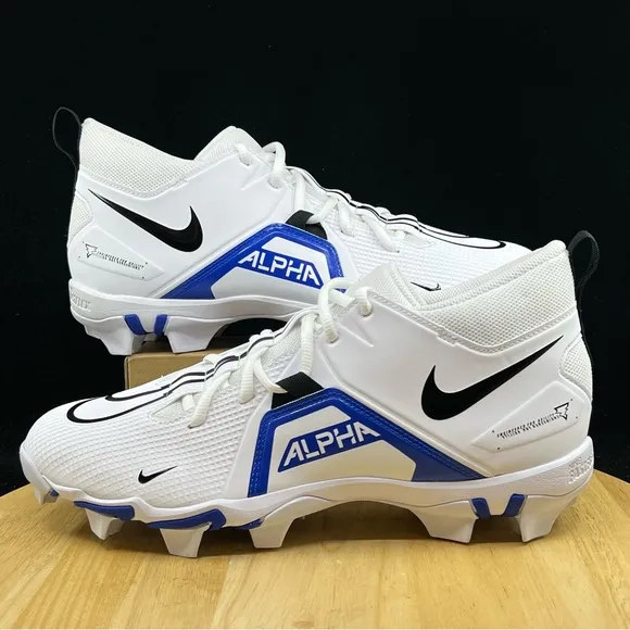Nike Alpha Menace 3 Shark Football Cleats White Blue Men's Sizes CV0582-101