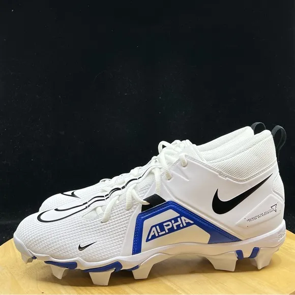 Nike Alpha Menace 3 Shark Football Cleats White Blue Men's Sizes CV0582-101