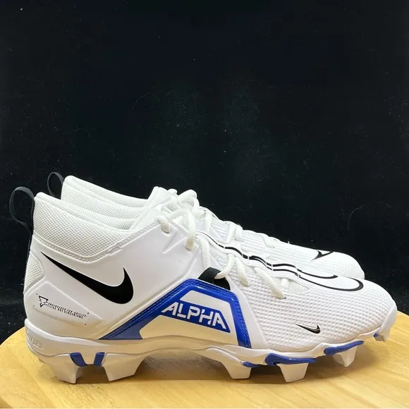 Nike Alpha Menace 3 Shark Football Cleats White Blue Men's Sizes CV0582-101