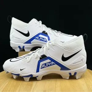 Nike Alpha Menace 3 Shark Football Cleats White Blue Men's Sizes CV0582-101