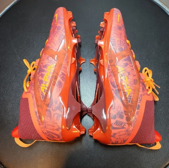 Nike Alpha Menace 4 Elite Football Cleats Sz 12 New Orange/Yellow/Black